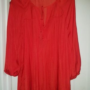 Red flowy blouse